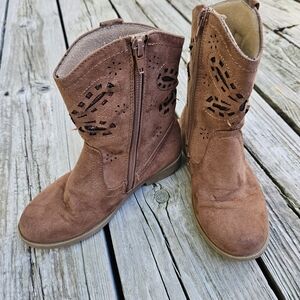 Rachel Shoes Brown Kids Girls Size 1 Western Cowboy Boots Ankle Height Zippered